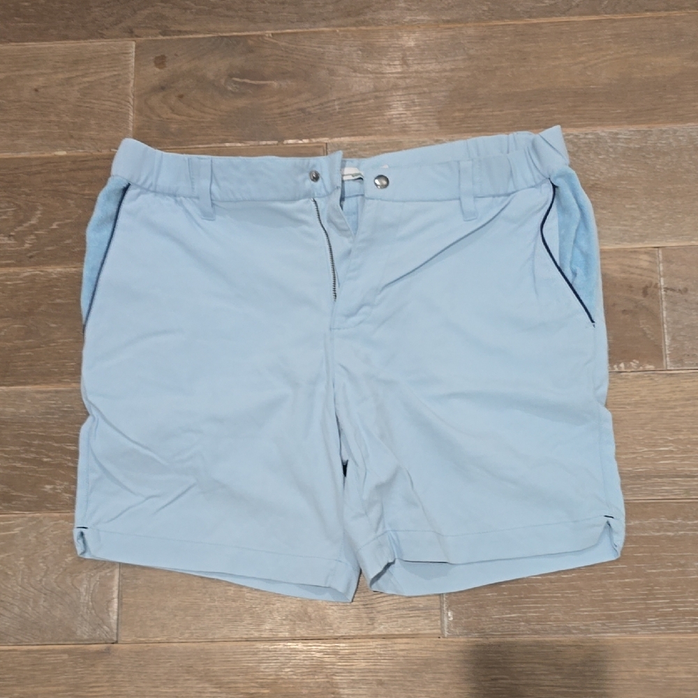 Criquet Blue Flat Front Shorts Casual Style